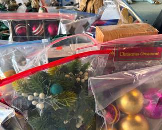 Holiday decor: Shiny Brite + assorted ornaments, figures, nativity sets, bobbleheads