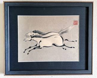 Print “Two Racing Horses” by Wakyosai