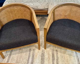 Crate and Barrel Cane Accent Chairs.
