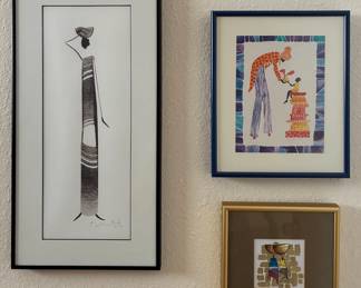 Stylized figures, signed