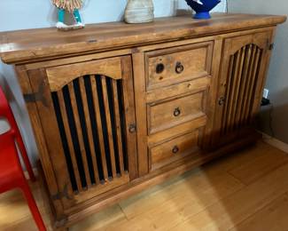 Rustic sideboard three drawers two doors