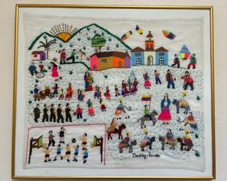 Embroidered folk art textile, Chordeleg, Ecuador