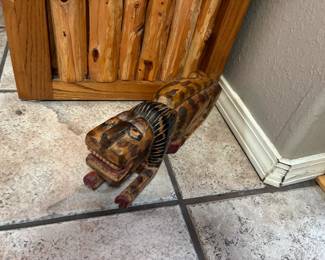 Hand carved wooden statue door stopper