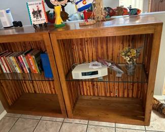 Rustic bookshelves side by side