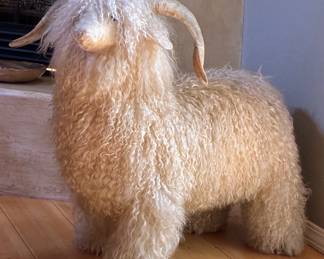 1960s Mongolian sheep pouf ottoman