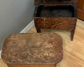 Antique Shinola shining cabinet, vintage footstool