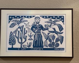 Ivan Borges Northeast Brazilian folk art woodcut print 'St Francis'