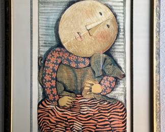 Graziela Rodo Boulanger 'Child with dog' lithograph 95/200