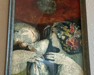Alvar Suñol 'Woman with dove' L.E. lithograph 59/140, hand signed and numbered