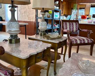 Pink Marble Top End Tables