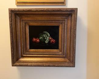 S. Pollard still life. “Onions, grapes, cabbage”. 19.5 inches wide by 17.5 inches high by 3.25 inches deep.