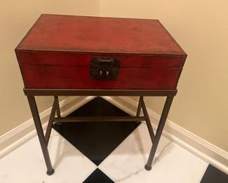 $120. Chest on stand. 14.5 inches wide by 9.75 inches deep by 18.5 inches high.