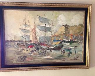 $280. Vintage original oil.  Approx.  42"w x 30"h.