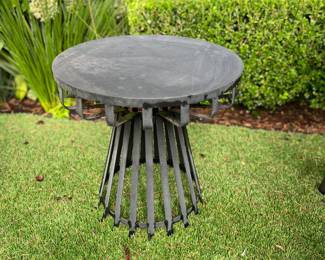 Small round metal outdoor table. 20" diameter x 20"h.