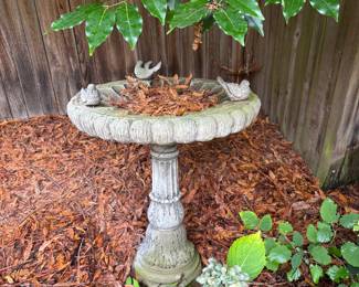 Cement bird bath 26" diameter x 32"h.