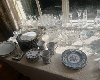 China, crystal and cut glass for sale during in-person shopping days.