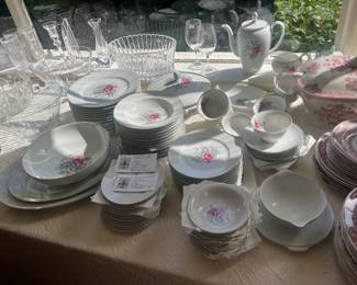 China, crystal and cut glass for sale during in-person shopping days.