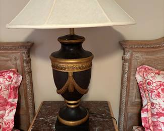 $90. Black and gold urn style lamp. 31"h