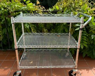 Rolling metal cart. 34" x 18" x 32"h