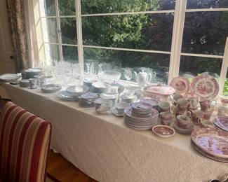 China, crystal and cut glass for sale during in-person shopping days.