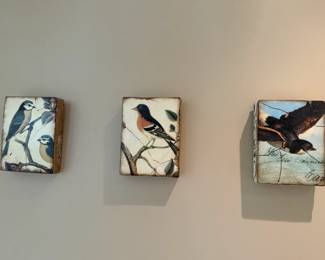 $150. Set of three bird paintings by Sid Dickens