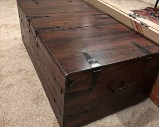 $270. Wooden chest coffee table. 44"w x 24" d x 18"h.