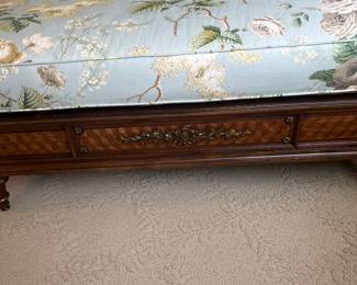 another view of the daybed showing the wood detailing