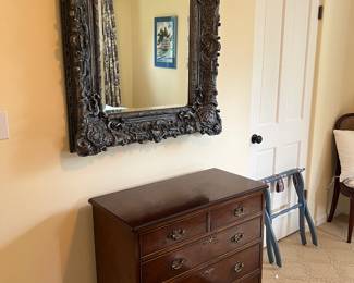 $290. Antique five drawer chest. 31.75 inches wide by 16 inches deep by 32 inches high.