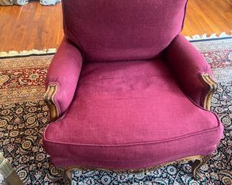 Second of the walnut and upholstered chairs.