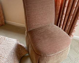 $48. A vintage slipper chair, 22 inches wide by 22 inches deep by 39 inches high.