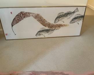 $450 Gyotaku direct fish print by Heather J Fortner. 43”w x 17”h.