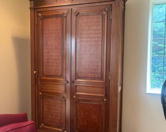 An antique armoire which opens up to be a beautiful glass shelved bar or … It measures 55 inches wide by 20.25 inches deep by 96.5 inches high.