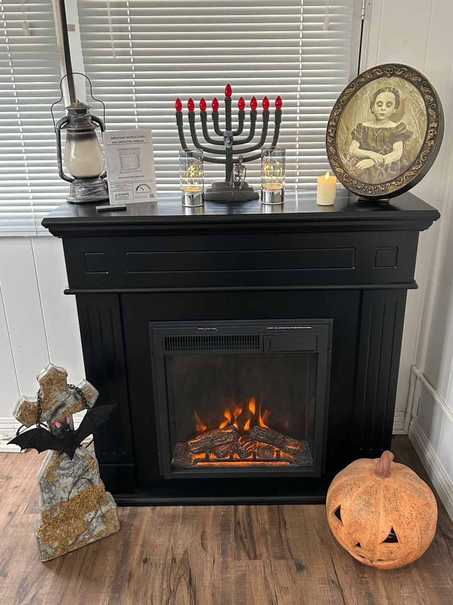 One of two electric fireplaces. 