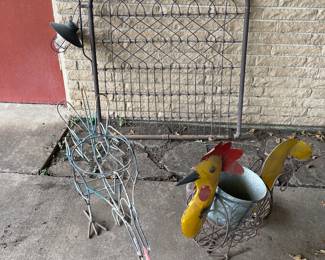 Rooster and hen planters