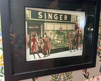 Vintage Singer sewing framed print