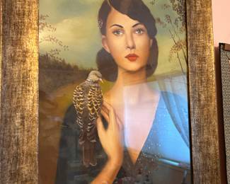 Elspeth and Her Turtledove by Canadian artist Janet Hill framed print