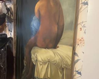 Large 4x5 canvas reproduction of “The Bather of Valpinçon" (also known as "La Grande Baigneuse") by Jean-Auguste-Dominique Ingres. 
