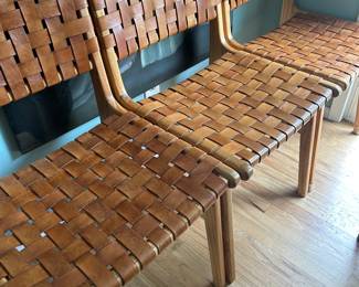 Artisan Living Oslo teak and leather dining chairs (3)