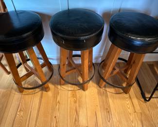 Vintage Habitant furniture; set of 3 bar stools