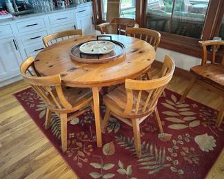 Vintage Habitant furniture; round dining set with two leaves
