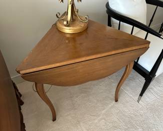 Triple wood drop leaf side table