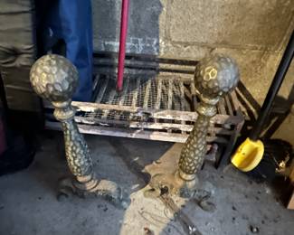 Fireplace grate and andirons 