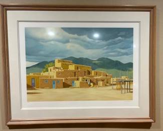 Lorna Patrick serigraph 'Approaching Storm Over Taos', 21/50, 39" x 50" framed