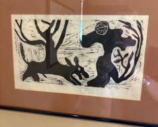 Hezbon Owiti (Kenya 1946 - ) linocut