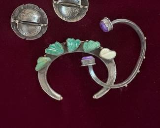 Jolene Eustace sterling, 14K, 18K cuffs and earrings