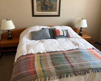 MCM queen size bed with attached bedside tables, #2