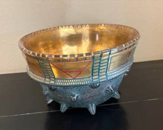 Brian Hirst (Australia 1956 - ) spectacular art glass with gold foil bowl 7" x 11 1/4"