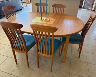 Niels Otto Moller for J.L. Moller dining table (with leaf, not shown) and 6 Model 15 side chairs, ca 1970