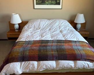 MCM queen size bed with attached bedside tables, #1 of 2