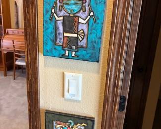 Kevin Horace Quannie (Hopi 1960 - ) oil on canvas 'Hopi Blue Corn Male', 2017 and 'Cloud Katsina', 2019